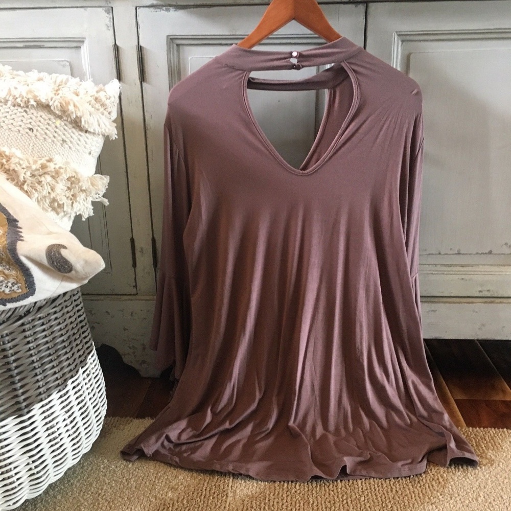 Last One!! XL Mauve Flare Sleeve Blouse Top Blouse - Picture 5 of 6